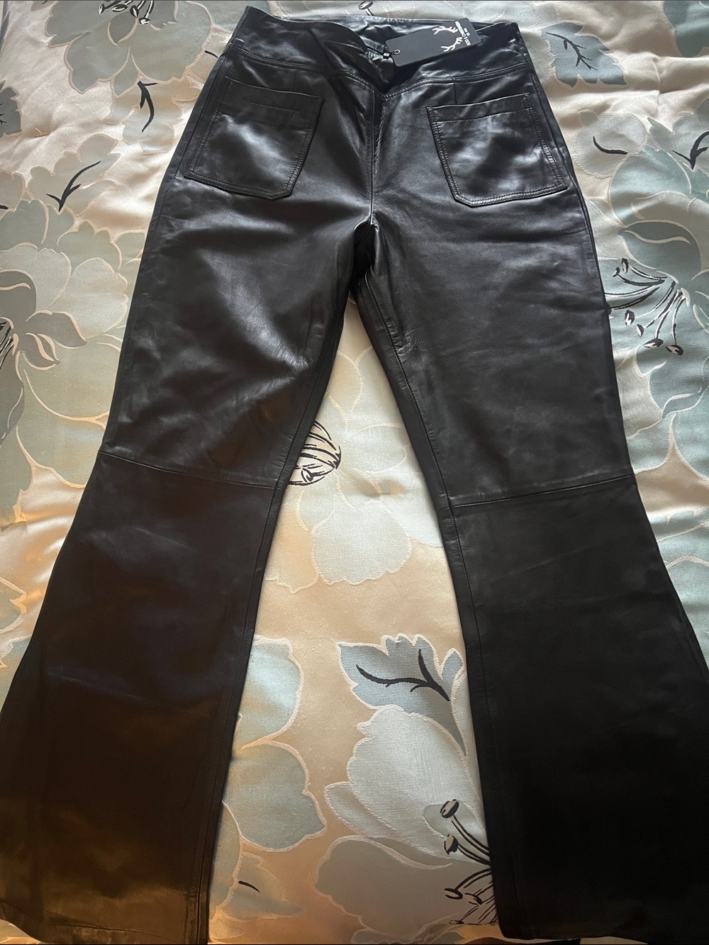 Brown Women's Leather Flare Jeans